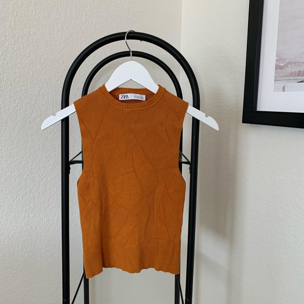 Zara Mustard Yellow Orange Crop Tank